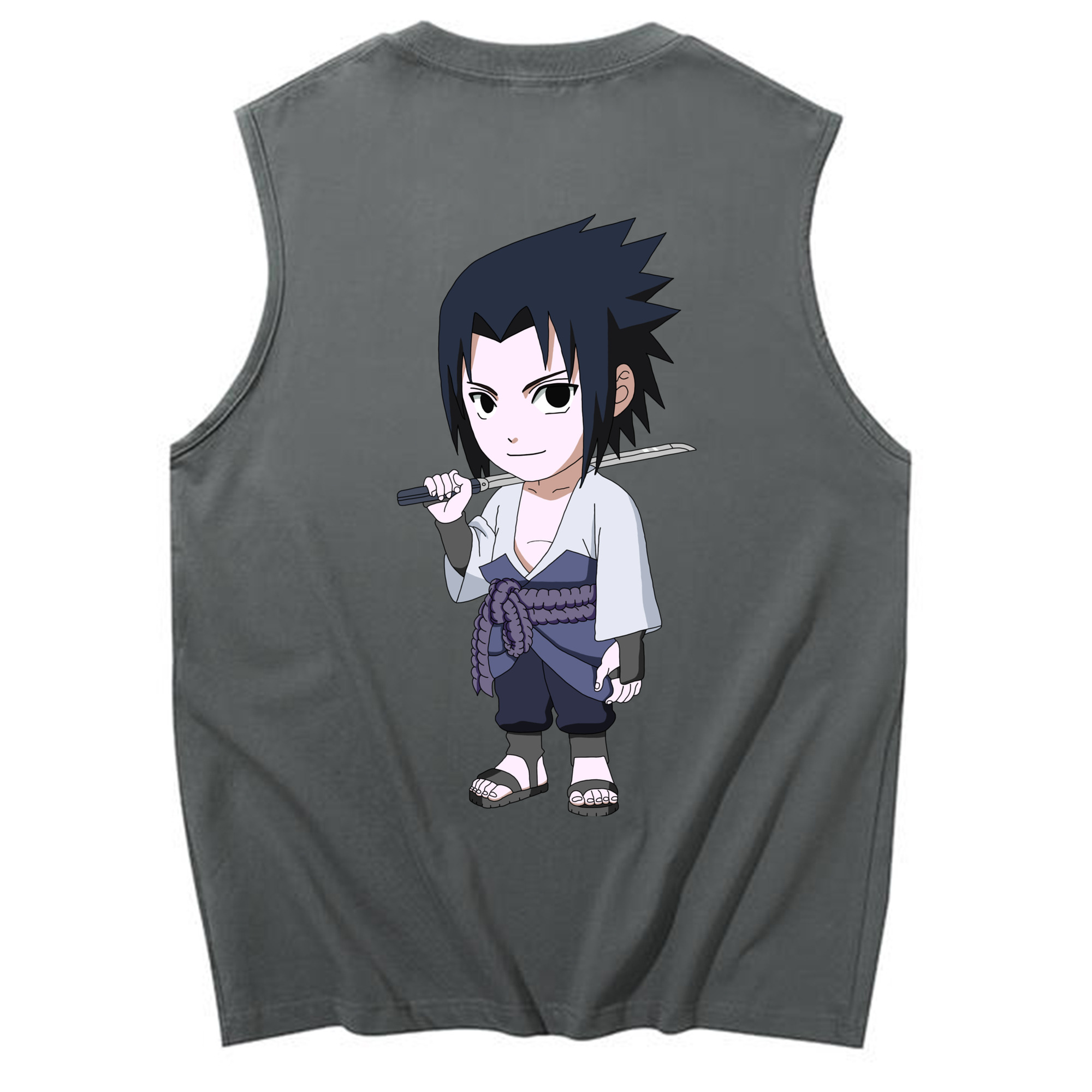 （画像用） NARUTO -ナルト- うちは サスケ Uchiha Sasuke コットン100％タンクトップ（背面プリント）